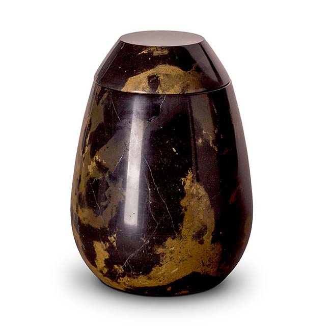 Grote Marmeren Urn Zwart - Beige (3.7 liter)